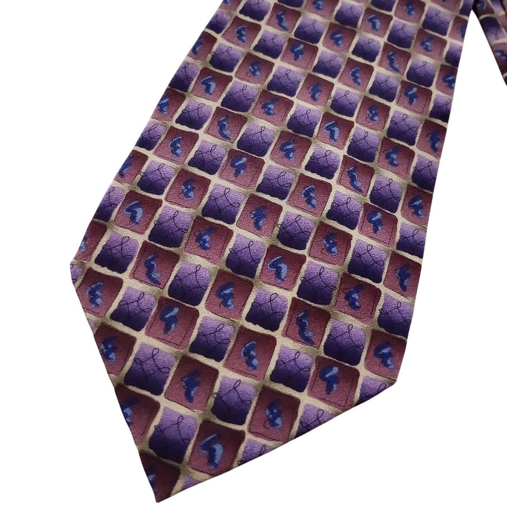J. Garcia Mens Silk Tie Big Bird Breaking Through Collection Twenty Purple Gold